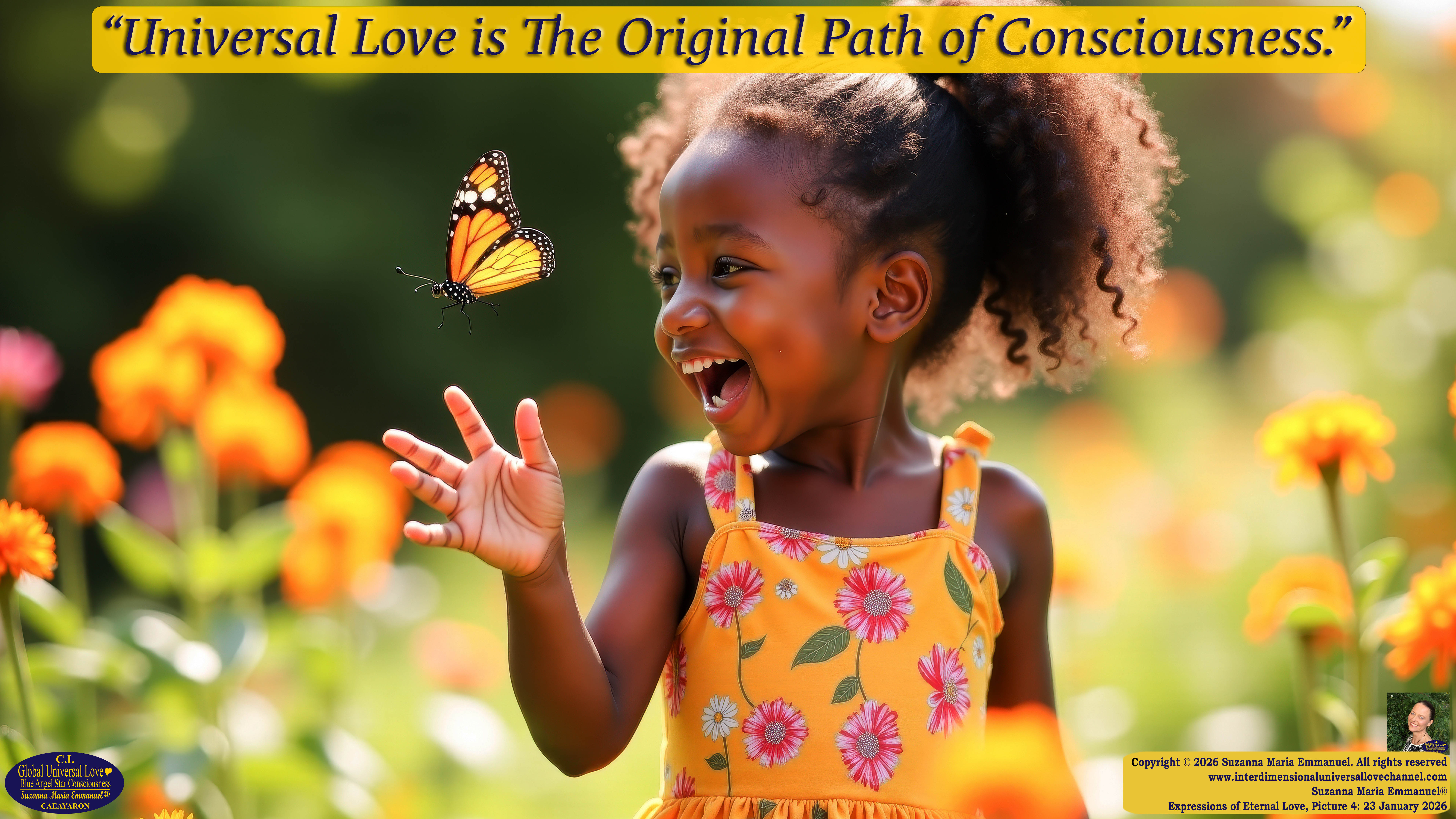 By Suzanna Maria Emmanuel:  "When all Original Sovereign Golden Sun People worked together within The Original Love of The Great Universe, in Divine Love, they all wanted life to begin so much from their own and Original Golden Soul-Sun Activated Hearts, in The Original Golden Soul-Sun Consciousness Dimensions of Love, together as One Field of Energy.  When The Original Sovereign Universal Love, Light and Life Grid Programmer, C.Q. Laeayaraesea, knew all their Greatest Golden Heart Desires from their Original Hearts for Life to exist on their Original Blue Star Planets, in The Love, that is when she could begin to ask CAEAYARON, THE ORIGINAL SOVEREIGN MAGNETIC MASTER, to designate Magnetic Fields for all the Original People to exist in The Love, on The Original Blue Star Planets, within all their Original Golden Soul-Sun Pineal Activated Desires of Love, Life, and their Highest Truth to come in, forever." 